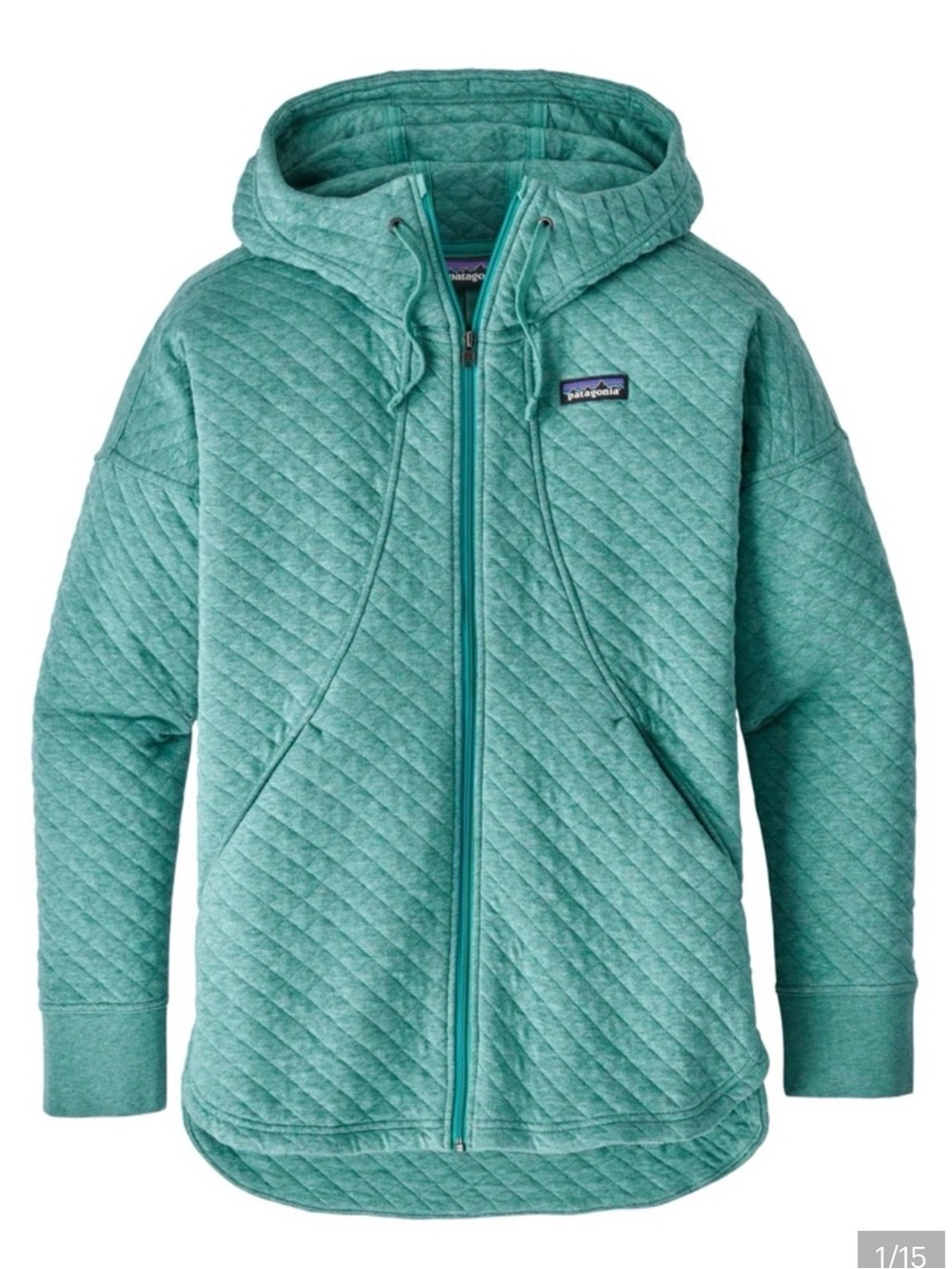 Organic Patagonia Teal Quilted Full-Zip Hoodie - Picture 2 of 8